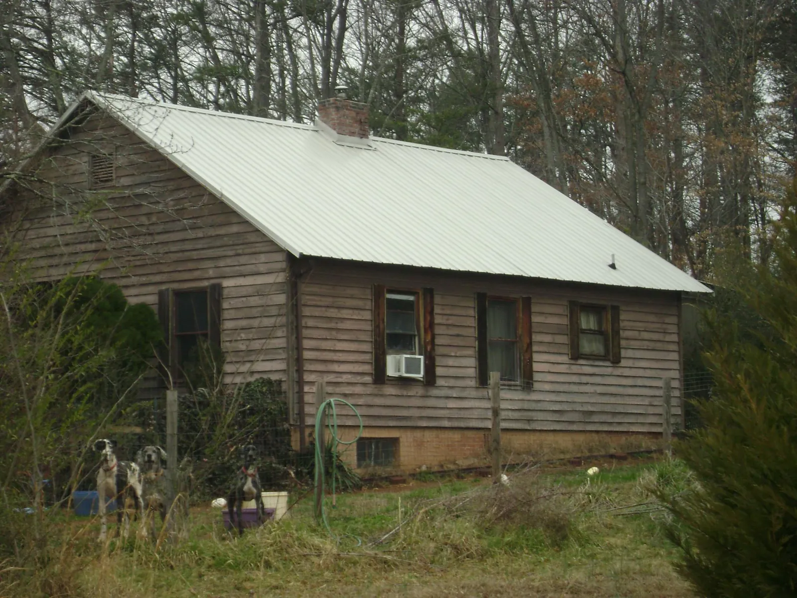 White metal roof on an old wood sided farmhouse, from a Asphalt Shingle Roof Repair job in Hartville